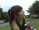 Sexy Japanese teen age cheer leader girl is having fun with sex toys picture 15