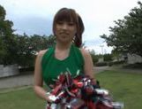 Sexy Japanese teen age cheer leader girl is having fun with sex toys picture 17