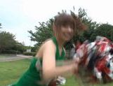 Sexy Japanese teen age cheer leader girl is having fun with sex toys picture 19