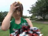 Sexy Japanese teen age cheer leader girl is having fun with sex toys picture 23