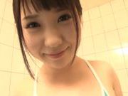 Kimika Ichijou naughty Asian teen in swimsuit gives head