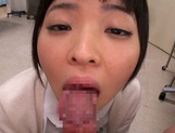 Petite amateur babe Mashiro Ayase deepthroats cock on pov video picture 41