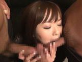 Sexy Japanese enjoys group oral sex session picture 13
