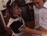 Horny maid Meguru Kosaka performs crazy blowjob