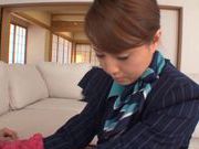 Stewardess Akiho Yoshizawa works magic with her feet in pantyhose