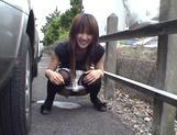 Exhibitionist Yuzuki Hatano does some naughty outdoors actions