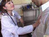 Nasty nurse gives her patient a good treatment to cure his disease.