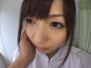 Nice teen Yuu Asakura wild nurse in pantyhose gets facial