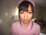 Japanese nurse Yuu Asakura doggystyle with cum on her face picture 1
