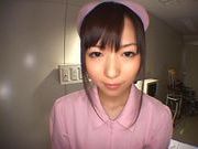 Japanese nurse Yuu Asakura doggystyle with cum on her face