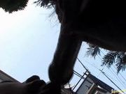 Marie Sugimoto Asian chick gives outdoor blowjob