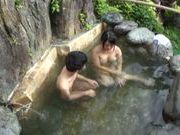 Japanese AV Model hot milf enjoys outdoor bath and a fucking