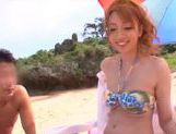 Teen Japanese AV Model gets into a headfuck on the beach picture 23