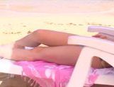 Hot Japanese AV model has sex on the beach