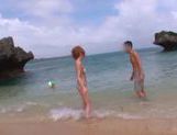 Teen Japanese AV Model gets into a headfuck on the beach picture 67