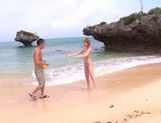 Teen Japanese AV Model gets into a headfuck on the beach picture 82