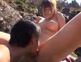 Japanese AV Model is a hot milf with big tits in outdoor bath picture 111