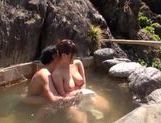Japanese AV Model is a hot milf with big tits in outdoor bath picture 13