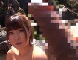 Japanese AV Model is a hot milf with big tits in outdoor bath picture 38