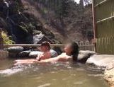 Japanese AV Model is a hot milf with big tits in outdoor bath picture 42