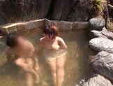 Japanese AV Model is a hot milf with big tits in outdoor bath