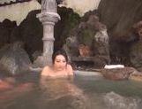 Naughty Japanese AV Model enjoys an outdoor bath with partner picture 14