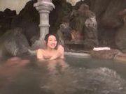 Naughty Japanese AV Model enjoys an outdoor bath with partner