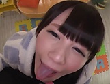 Talented Japanese teen Konishi Marie licks ass and gives a foot job picture 90