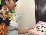 Brunette maid Asada Yuuri blowing a dick getting a massive facial