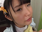 Brunette maid Asada Yuuri blowing a dick getting a massive facial picture 32