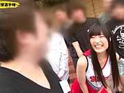 Japanese cheerleader likes deep blowjobs
