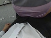 Young Japanese schoolgirl gives a steamy handjob
