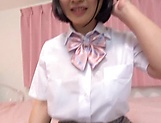 Tokyo schoolgirl gets her bushy pussy banged severely picture 13