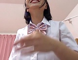 Amateur Japanese schoolgirl gets her hairy pussy pleasured