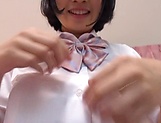 Amateur Japanese schoolgirl gets her hairy pussy pleasured
