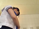 Hakii Haruka enjoying bathroom sex