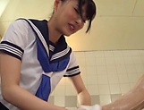 Soaping then wild sex for the hot Hakii Haruka