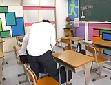 Japanese schoolgirl Arimura Nozomi fucked severely in the classroom
