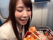 Horny Asian Hasegawa Rui gets a cock to suck for dessert