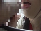 Hot Asian babe Saitou Miyu gives an arousing blowjob picture 16