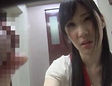 Hot Asian babe Saitou Miyu gives an arousing blowjob