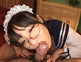 Hot Asian maid Kaho Shibuya gives out steamy blowies picture 23