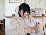 Kinky teen hottie Azuki gets rewarded by a creamy cumshot