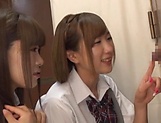 Horny schoolgirl Saitou Miyu in kinky threesome scene