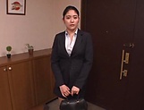 Elegant office chick Meguri strips to suck a cock and to enjoy titfuck