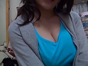 Woman with big tits is good at blowjobs