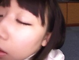 Horny young Japanese babe gives her older boss a hot blowjob picture 72