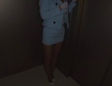Hot babe is sucking cock in an elevator