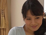 Curvaceous housewife Mishima Natsuko teases cock and swallows 