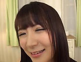 Charming long-haired nymph Yuzuki Marina gets tits creamed